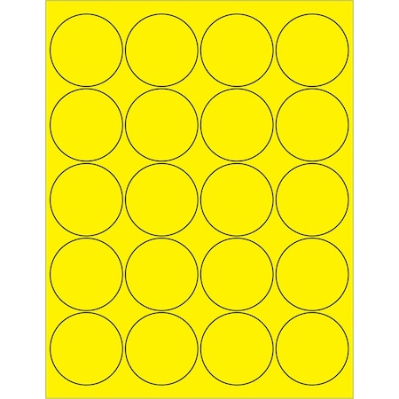 Box Partners 2 in. Fluorescent Circle Laser LabelsYellow LL197YE